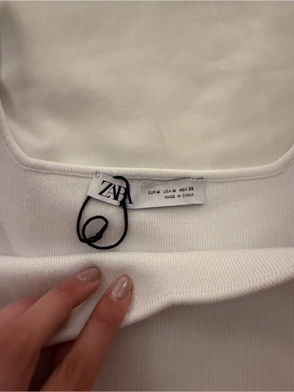Zara Cream Ribbed Square-Neck Tank - Picture 2 of 3